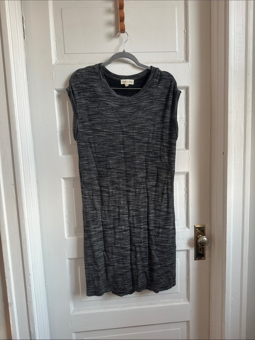 cloth & stone Sleeveless Marled Charcoal Shift Dress